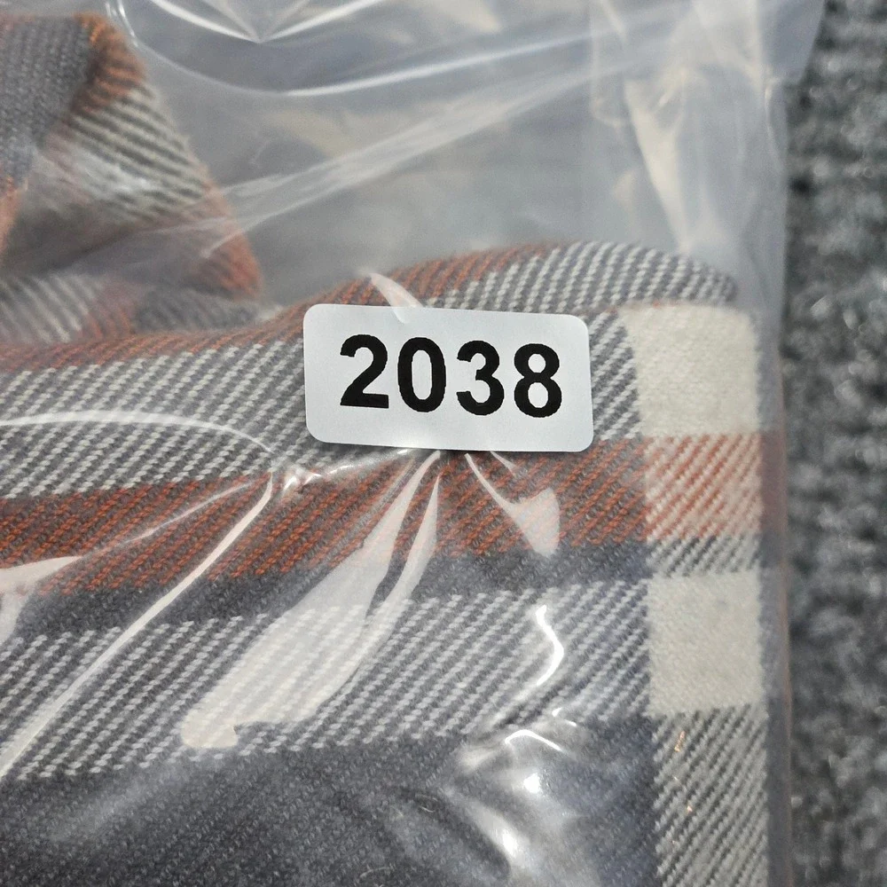 North Face Mens L Plaid Flannel Long Sleeve Button Up Shirt Gray Orange Gorpcore